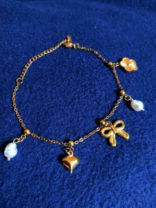 Anti Turnished golden Bracelet and charm necklace