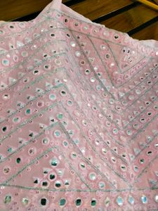 3 Piece Mirror Work Blouse Skirt And Shrug