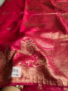 Beautiful Pink Saree with Gold Print