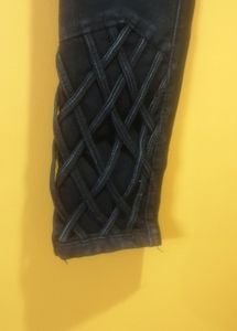 Block Design Black Ladies Jeans