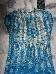 Crushed Blue & White Blouse