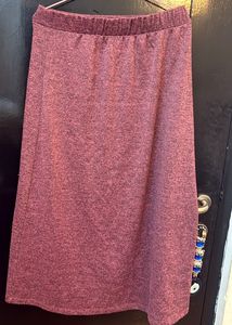 Maroon Button-Down Midi Skirt