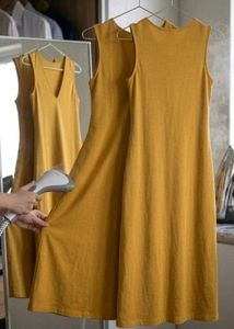 Solid Mustard Fluid Flare Sleeveless Long Dress