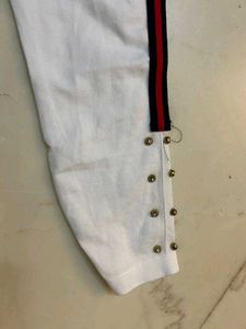 White Leggings with Stripe Detail