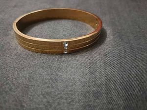 Gold-Tone Bangle Bracelet with Rhinestones