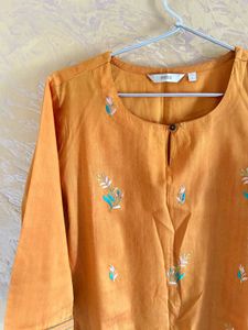 Orange Embroidered Kurta