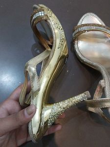 Sparkling Gold Heeled Sandals