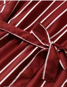 Maroon &amp; Off-white Striped A-Line Dress