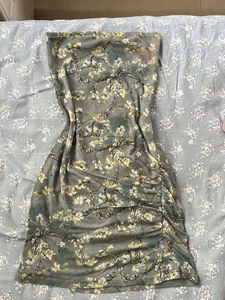 Y2K Floral Print Strapless Dress