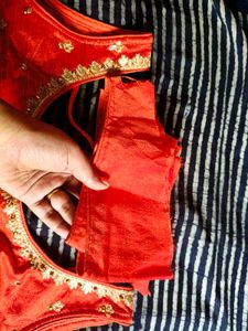 Beautiful Orange Embroidered Sequins Padded Blouse