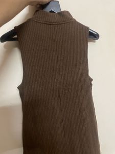 Sleeveless Mock Neck Ribbed Dress