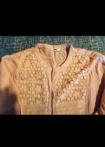 Peach Tunic Top with Lace Detail