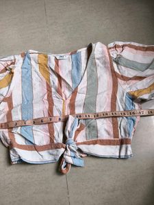 Only Striped Tie-Front Wrap Top