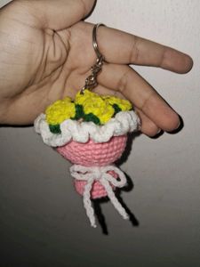 Crochet Flower Bouquet Keychain