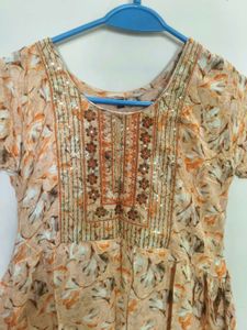 Pretty Peach Floral Kurta