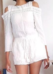 White All Over Embroidery Shorts