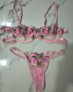 Urbanic savana Sheer Embroidered Lingerie Set