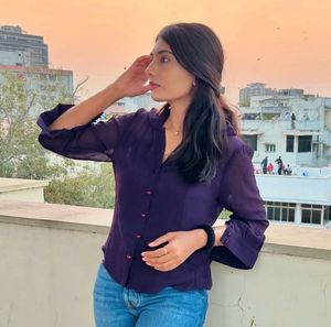 Elegant Purple Button-Up Blouse