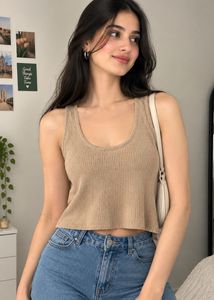 Ribbed Knit Cropped Tank Top