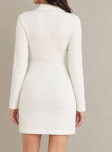 H&amp;M Ribbed Knit Zip Collar Mini Dress