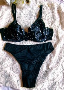 Black Polka Dot Bra &amp; Panty Set