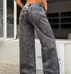 Grey Wide Leg Jeans