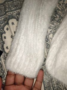 Fluffy Fur White Knit Sweater