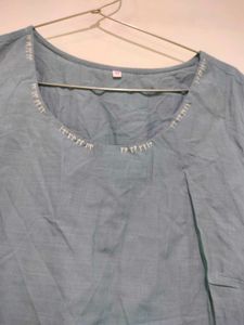 Women's Beige Kurta with grey Inner