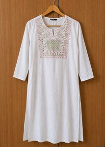 Embroidered Cream Kurta