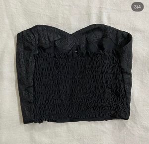 Black Textured Corset Top