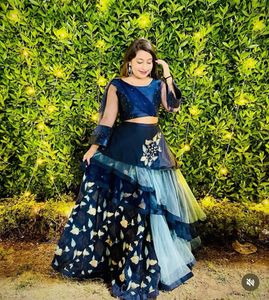 Stylish Blue Lehenga Choli With Cancan Inside