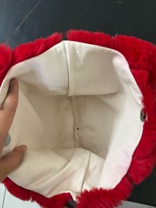 Fuzzy Red Smiley Face Handbag