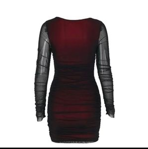 Maroon Colorblock Bodycon Dress