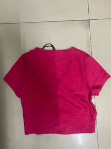 Bright Pink Cropped Wrap Top