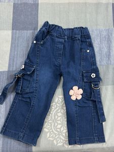 Cute Baby Girls Denim Cargo Pants