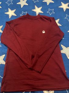 Maroon mens  Long Sleeve Top with Logo