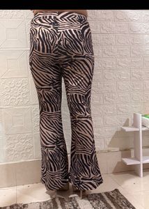 stretchable Zebra Print Flared Pants