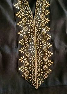 New Elegant Black Kurta with Gold Print