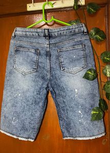 Washed Denim Bermuda Shorts