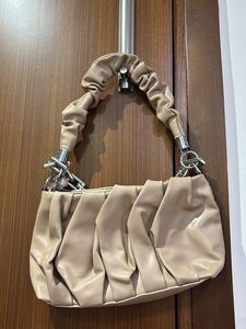 Chic Ruched Clutch with Silver Chain