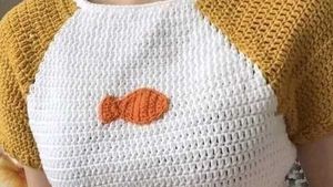 Crochet Crop Top with Fish Detail