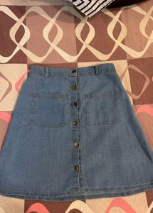 Denim Button-Up A-Line Skirt🩵