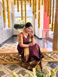 Elegant Maroon &amp; Gold Saree