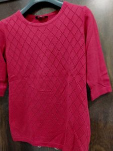 Maroon Sweater Top With Schifli