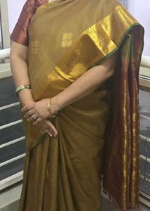 Olive Green Kanchi silk Saree with blouse