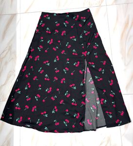 Black Graphic Roman Column Midi Skirt