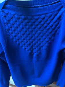 Blue Textured Knit Pullover