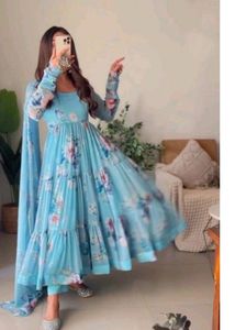 Floral Print Anarkali Kurta Set
