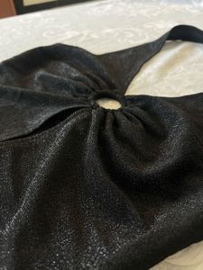 Sparkly Black Halter Neck Crop Top