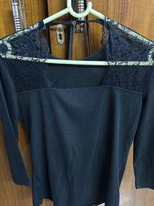 Black Lace Trim Top